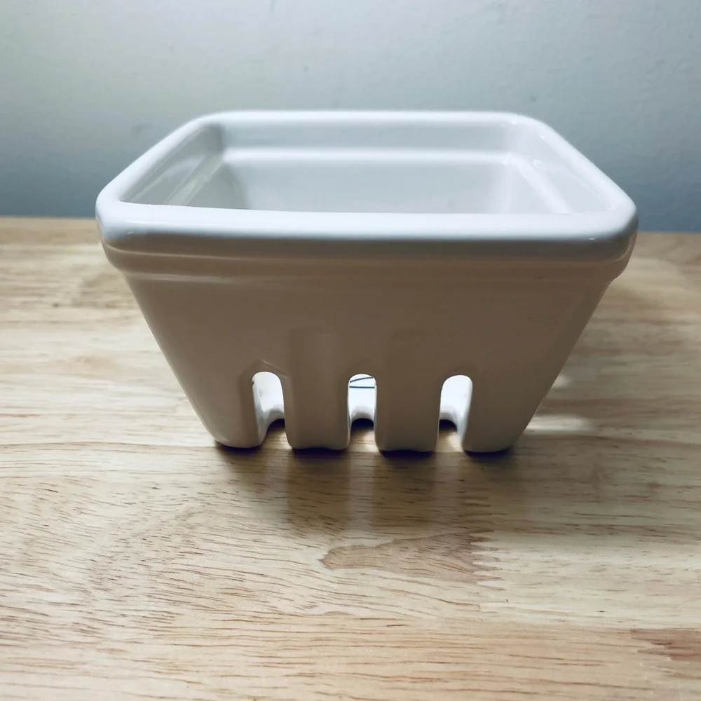 Rae Dunn Berries Ceramic Berry Basket White Artisan Collection by Magenta